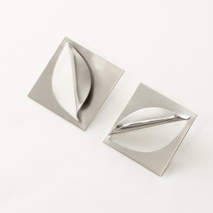 Cercei Etala Folded square argintii - Img 2