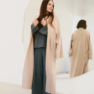 Cardigan lung Mera bej