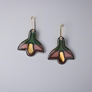 Cercei Art Deco roz și verde