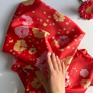 Eșarfă Chrysanthemum red floral - Img 3