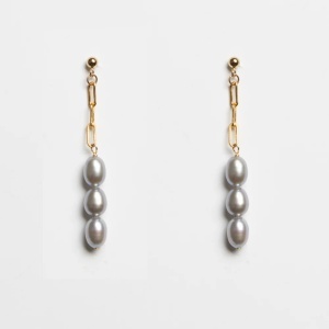 Cercei Lou silver pearls & chain