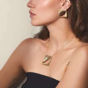 Colier Etala Folded square auriu
