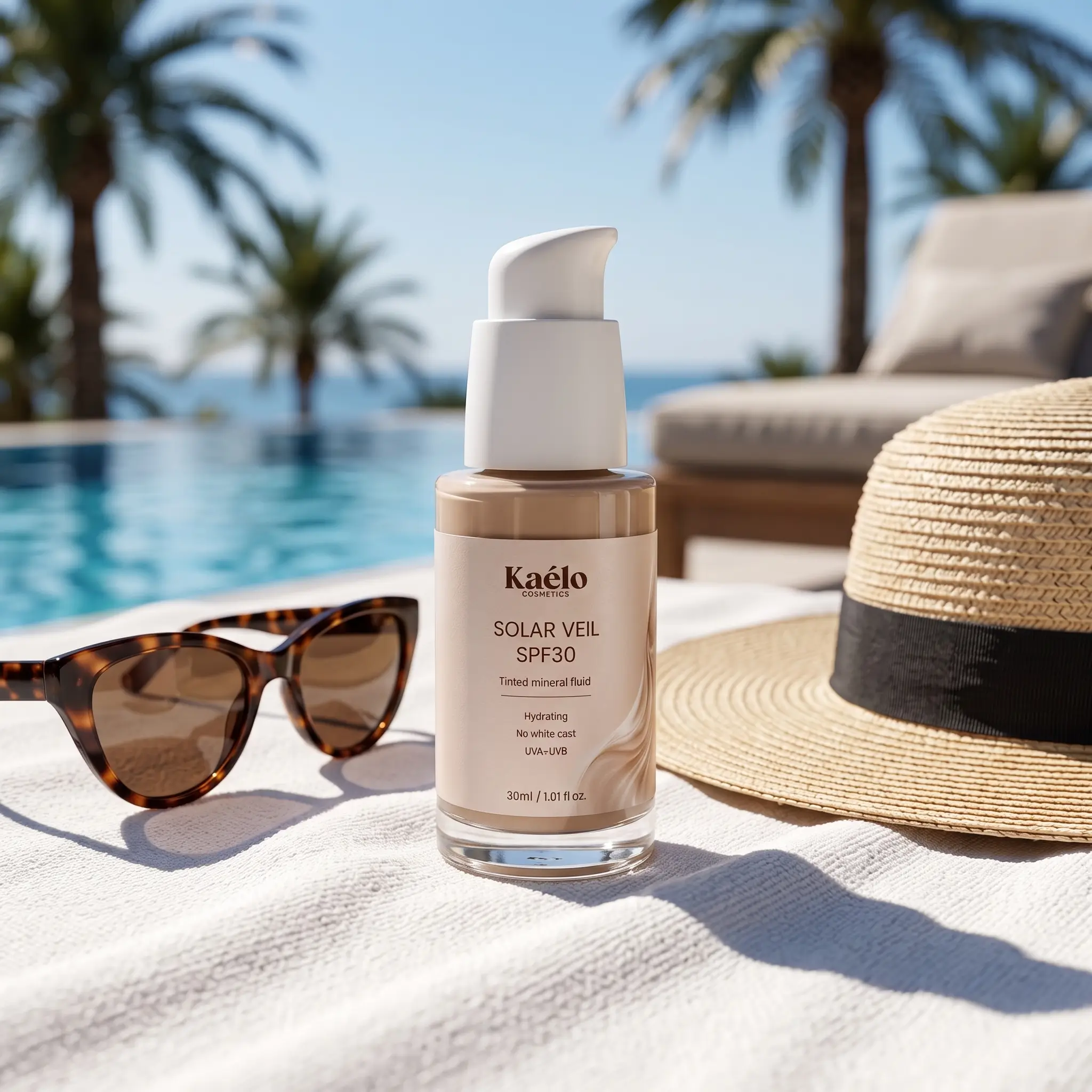SOLAR VEIL SPF30 prezentat &icirc;ntr-un decor premium Ka&eacute;lo Cosmetics
