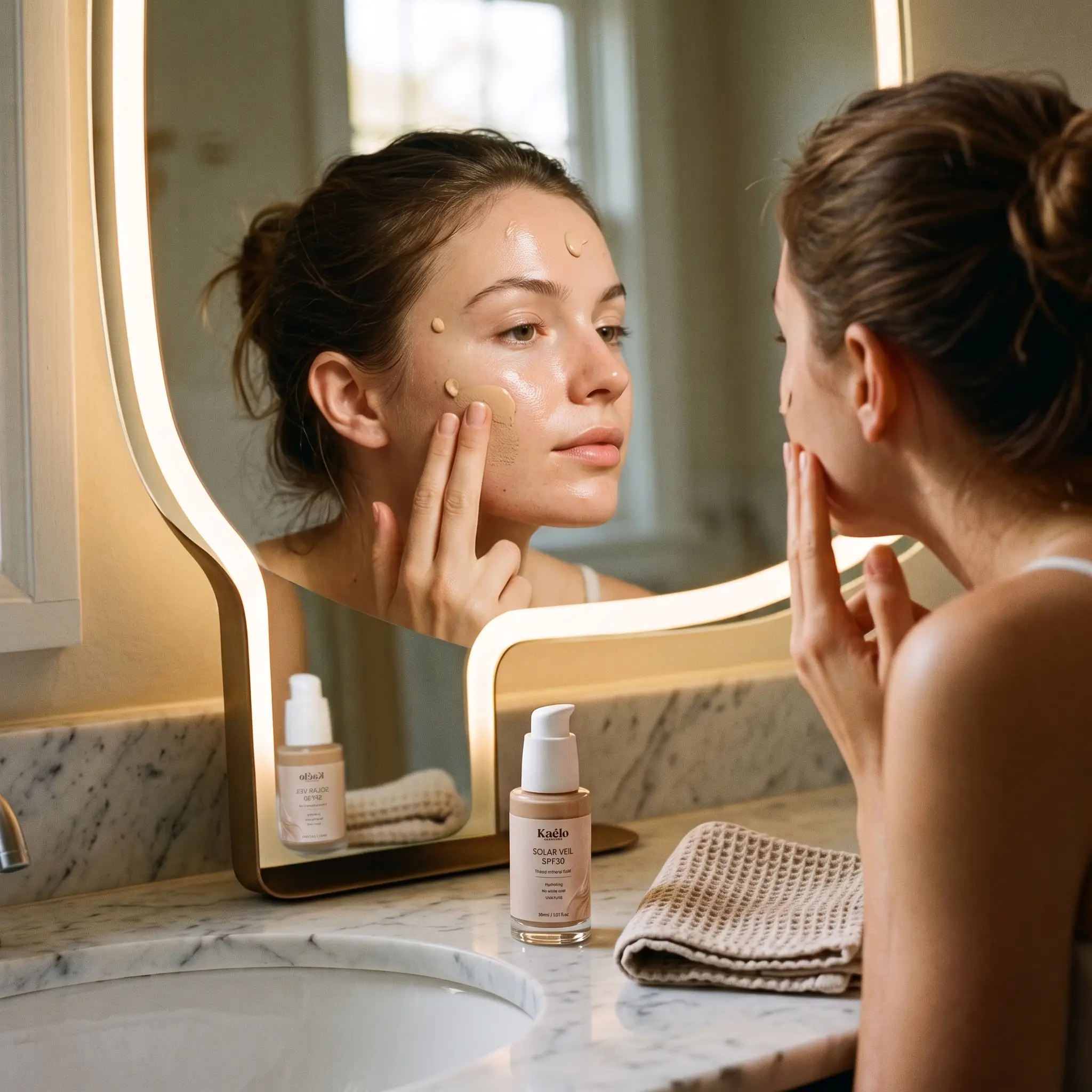 Uniformizarea pe piele a fluidului SOLAR VEIL SPF30