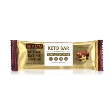 Baton KETO Vanilla Brownie (fara zahar, fara gluten, vegan, lowcarb) 40g - BE KETO