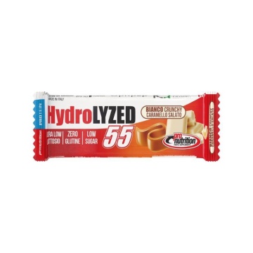 Baton proteic hidrolizat cu aroma de CARAMEL SARAT si Ciocolata Alba (fara zahar, fara gluten, fara ulei de palmier) 55g - Pro Nutrition