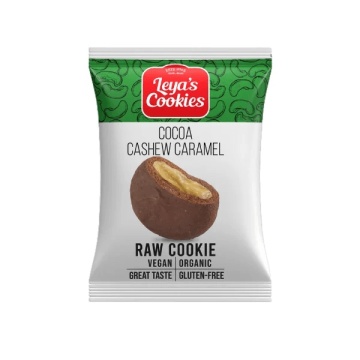 Biscuite ECO cu Caju, Caramel si Cacao (fara zahar, fara gluten, vegan) 25g - Leya's Cookies