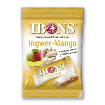 Bomboane gumate cu Ghimbir si Mango (fara gluten, fara lactoza, vegan) 92g - IBONIS