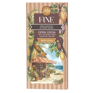 Ciocolata KETO neagra cu cacao si Stevia (fara zahar, fara gluten, keto, vegana) 80g - MILETE