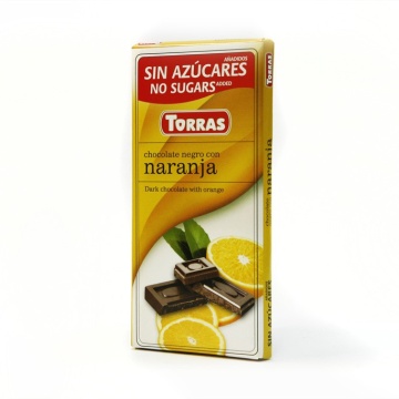 Ciocolata neagra cu portocale (fara zahar, fara gluten) 75g - Torras - Img 2