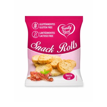 Rondele (snack rolls) crocante de paine cu aroma de Bacon (fara gluten, fara lactoza) 40g - Family Heart