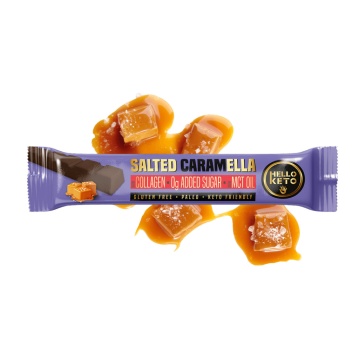 Baton de ciocolata cu colagen si caramel sarat (fara zahar, fara gluten, keto, paleo) 40g - Hello Keto