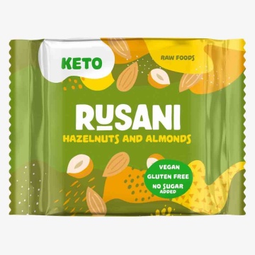 Baton natural Alune si Migdale (fara zahar, keto, fara gluten, vegan) 40g - Rusani Keto