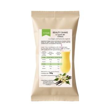 Beauty shake cu Colagen, acid hialuronic si gust de VANILIE (fara zahar, low carb) 100g - NoCarb