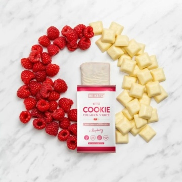 Biscuite Keto cu ciocolata alba si zmeura (fara zahar, proteic, fara gluten) 40g - BE KETO - Img 3