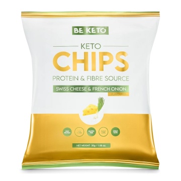 Chips KETO proteic Swiss Cheese & French Onion (fara zahar, fara gluten) 30g - BE KETO