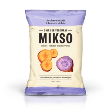 Chipsuri din cartofi dulci portocalii & violet (fara zahar, fara gluten, vegan) 85g - MIKSO