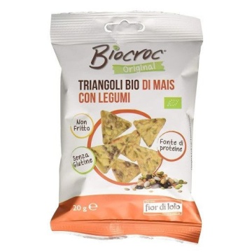 ECO Snack Biocroc triunghiular din porumb cu legume, fara gluten, neprajit, Fior di Loto 20g