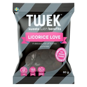 Jeleuri mix cu aroma de lemn-dulce cu Stevia, LICORICE LOVE (fara zahar, fara gluten) 80g - TWEEK