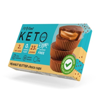 KetoCups cu unt de arahide (fara zahar, fara gluten, vegan, keto) 40g - FitFast