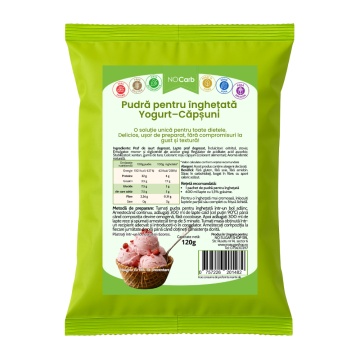 Praf de inghetata cu iaurt si capsuni cu Stevia (fara zahar, fara gluten, low-carb) 120g - No Carb