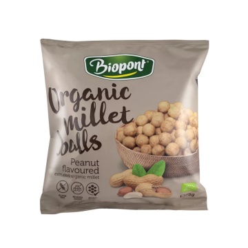 Pufuleti din mei ECO cu ARAHIDE prajite (fara zahar, fara gluten) 75g - Biopont