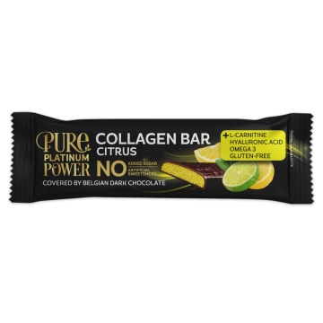Baton invelit in ciocolata neagra belgiana cu Citrice si Colagen (fara zahar, fara gluten) 30g - Avena Gofit