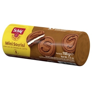 Biscuiti cu crema de lapte si cacao Mini Sorrisi (fara gluten) 100g - Schar