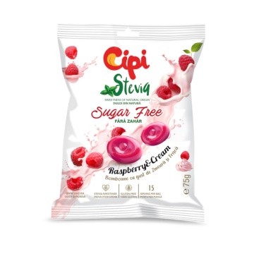 Bomboane zmeura si frisca cu Stevia (fara gluten, fara zahar) 75g - Cipi