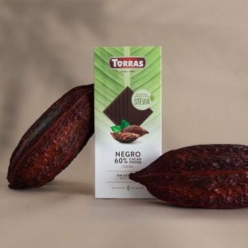 Ciocolata neagra 60% cu STEVIA (fara zahar, fara gluten) 100g - Torras - Img 3