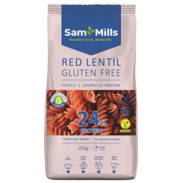 Fusilli proteice din linte rosie (fara gluten) 250g - SamMills