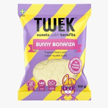 Jeleuri moi Iepurasi, BUNNY BONANZA cu gust de fructe tropicale dulci acrisoare, cu Stevia (fara zahar, fara gluten) 100g - TWEEK