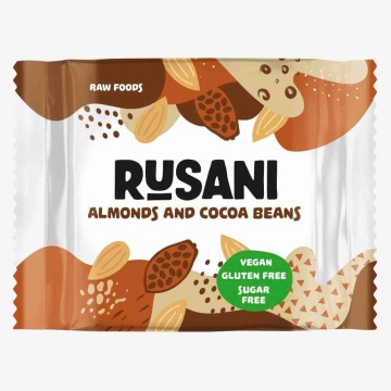 Baton natural Migdale si Boabe de cacao (fara zahar, fara gluten, vegan) 40g - Rusani