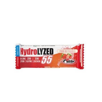 Baton proteic hidrolizat cu aroma de CAPSUNI si Ciocolata Alba cu Lapte (fara zahar, fara gluten, fara ulei de palmier) 55g - Pro Nutrition