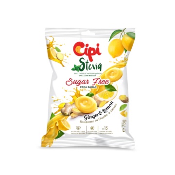 Bomboane cu ghimbir si lamaie cu Stevia (fara gluten, fara zahar) 75g - Cipi