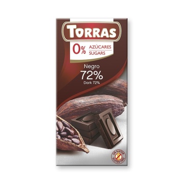 Ciocolata cu 72% cacao (fara zahar, fara gluten, keto, vegan) 75g - Torras - Img 2