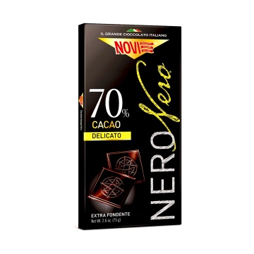 Ciocolata extra neagra 70% cacao (fara gluten) 75g - Novi