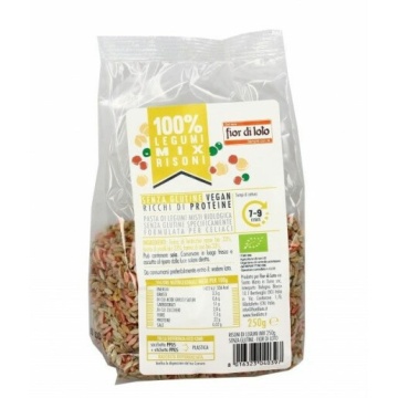 ECO Paste Risoni mix legume (linte rosie, mazare, naut), fara gluten, Fior di Loto 250g