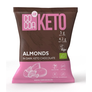 Migdale ECO invelite in ciocolata neagra (fara zahar, keto, fara gluten) 70g - COCOA KETO