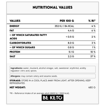 Mustar Keto (fara zahar, gara gluten, vegan) 480g - BE KETO - Img 4