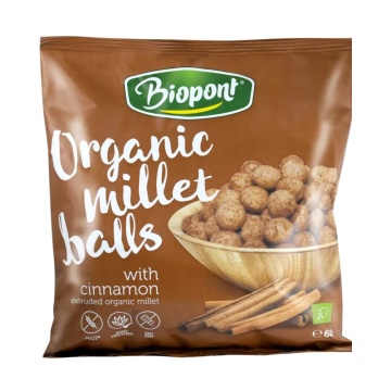 Pufuleti din mei ECO cu scortisoara (fara zahar, fara gluten) 60g - Biopont