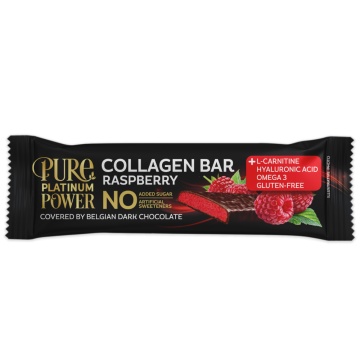 Baton invelit in ciocolata neagra belgiana cu Zmeura si Colagen (fara zahar, fara gluten) 30g - Avena Gofit