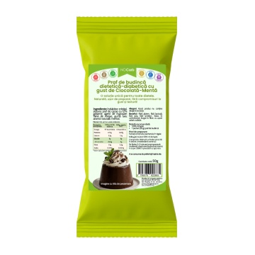 Budinca Low carb cu cacao, menta si faina de Konjac (fara zahar, fara gluten) 50g - NoCarb