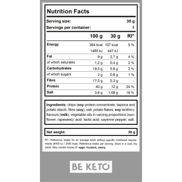 Chips KETO proteic SPICY CHEESE (fara zahar, fara gluten) 30g - BE KETO - Img 2
