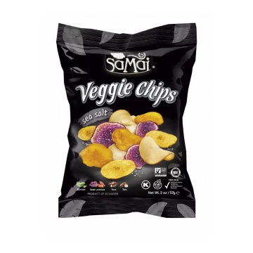 Chipsuri vegetale cu sare de mare (fara zahar, fara gluten, vegan) 57g - Samai