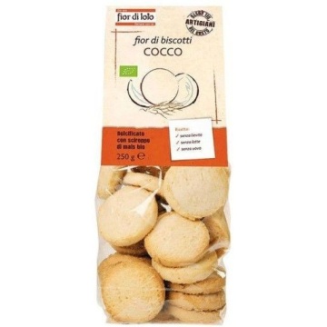 ECO Biscuiti Fior di biscotti, cu fulgi de cocos, fara lactoza, fara oua, fara drojdie, fara ulei de palmier, vegan, Fior di Loto 250g