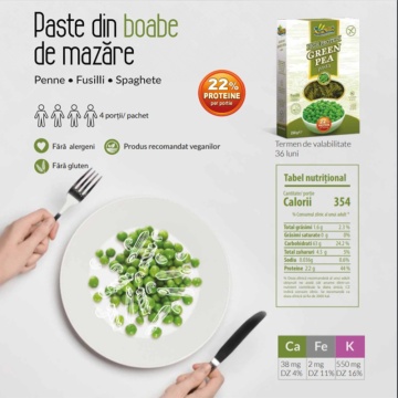 Penne proteice din mazare (fara gluten) 250g - SamMills - Img 2