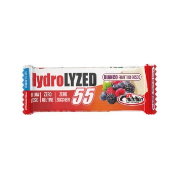 Baton proteic hidrolizat cu aroma de FRUCTE DE PADURE si Ciocolata Alba (fara zahar, fara gluten, fara ulei de palmier) 55g - Pro Nutrition