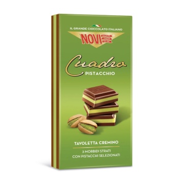 Ciocolata cu Lapte, Alune Gianduja si umplutura de Fistic (fara gluten) 110g - Novi