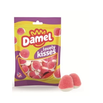 Jeleuri gumate cu aroma de Capsuni LOVELY KISSES (fara gluten) 80g - DAMEL